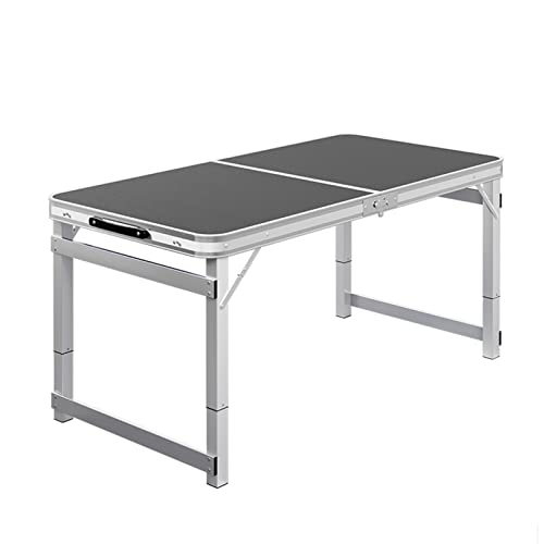 DRFGHK Gartentisch Klappbar Aluminium Campingtisch mit Griff Beistelltisch Höhenverstellbar Esstisch für Picknick, BBQ, Party, Strand (Color : Grey, Size 120x60x75cm) von DRFGHK