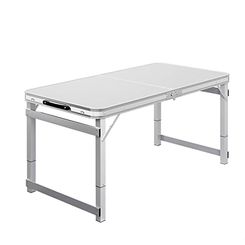 DRFGHK Gartentisch Klappbar Aluminium Campingtisch mit Griff Beistelltisch Höhenverstellbar Esstisch für Picknick, BBQ, Party, Strand (Color : White, Size 120x60x75cm) von DRFGHK