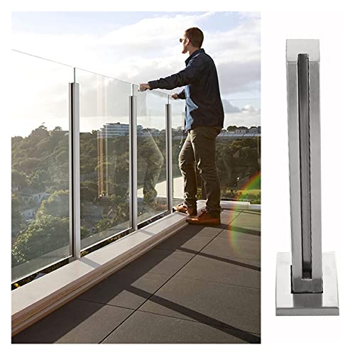 DRFGHK Glas-Balustraden-Pfostenklemme, quadratische Paneel-Baluster-Spindel-Säule, Zaunstützsystem für den Außenbereich (Farbe: Endpfosten, Größe Höhe 90 cm) von DRFGHK