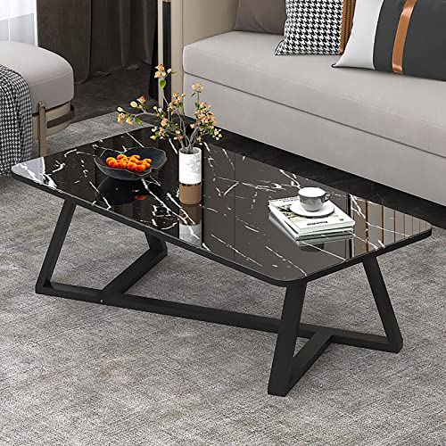 DRFGHK Glass Coffee Table, Modern Rectangular Table & Side Made of Faux Marble with Black Metal Base Frame, Living Room Sets for Home, Small Space DRFGHK Glass Coffee Table, Modern Rectangular Table & Side Made of Faux Marble with Black Metal Base Frame, Living Room Sets for Home, Small Space von DRFGHK