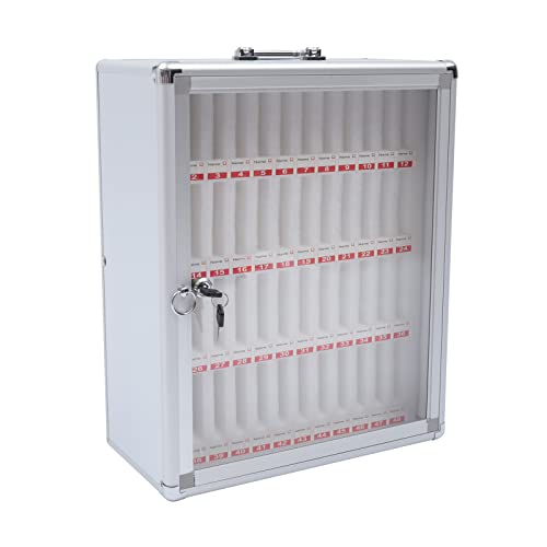 DRFGHK Handy-Schließfachschrank, wandmontierte Handy-Schließfachbox aus Aluminiumlegierung mit Griff für das Klassenzimmer, das Büro oder das Fitnessstudio (48 Steckplätze) von DRFGHK