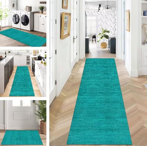 DRFGHK Himmelblau Waschbarer Rutschfester Läufer Teppich 70 x 250cm - Lang Flur Küche Wohnzimmer Schlafzimmer Matte Anpassbar Meterware Perfekt für stark frequentierte Bereiche von DRFGHK