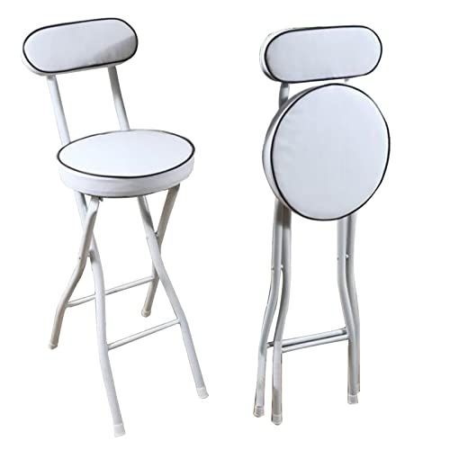 DRFGHK Klapphocker/gepolsterter Barhocker, tragbarer Frühstücksküchen-Hochstuhl für Erwachsene, Tragfähigkeit 150 kg, 1 Stück (Farbe: Weiß, Größe 60 cm) von DRFGHK