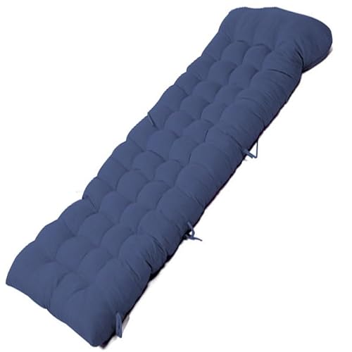 DRFGHK Liegenauflage mit Krawatte, wasserdicht Auflage for Gartenliege 165x50x10cm, Polsterauflage for Sonnenliege, Auflagen for Deckchair, Polsterung Gartenliege Auflage Liegestuhl Polste(Navy Blue) von DRFGHK