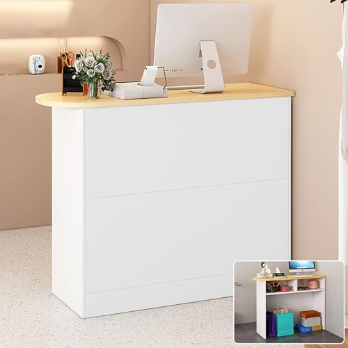 DRFGHK Luxuriöser moderner ovaler Schreibtisch für den Empfang, Kleiner Salon und Büro, 80 cm, Braun von DRFGHK