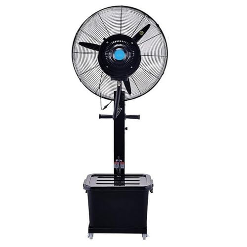 DRFGHK Magnum Elektrischer oszillierender Bodennebelventilator mit großer Entfernung, 3 Geschwindigkeiten, Tank und Rädern, für den zivilen industriellen Einsatz (Durchmesser 66 cm) Schwarz von DRFGHK