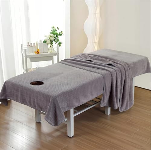 DRFGHK Mikrofaser Massageliege Laken Waschbares Handtuch Weiches Massagetücher Massagetischbezug mit Loch Bezug, für Massageliege, Schönheitsbett Spa, Schönheit(Gray,200cmx100cm-Wit von DRFGHK