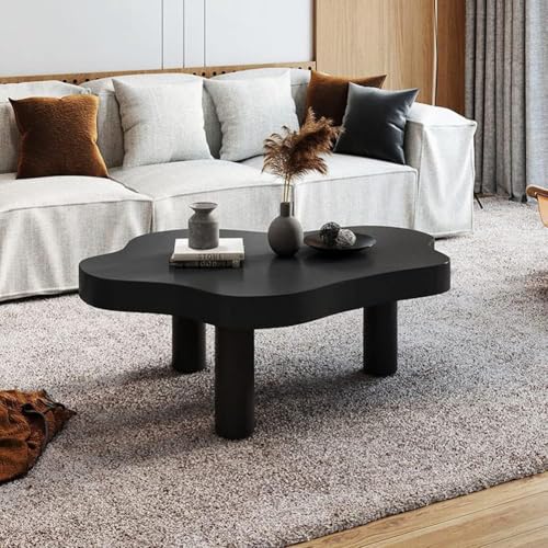 DRFGHK Moderner Couchtisch für Wohnzimmer, Massivholz, Wolke, unregelmäßiger Tee für den Innenbereich, mit 3 Beinen, kleiner Mitteltisch, schwarz, 70 x 45 x 40 cm von DRFGHK
