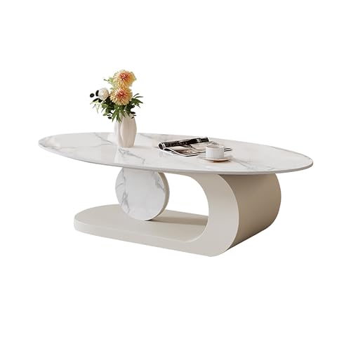 DRFGHK Moderner Couchtisch mit Rock Board Desktop und Metallfuß, stilvolles Wohnzimmerzentrum für mehr Eleganz von DRFGHK