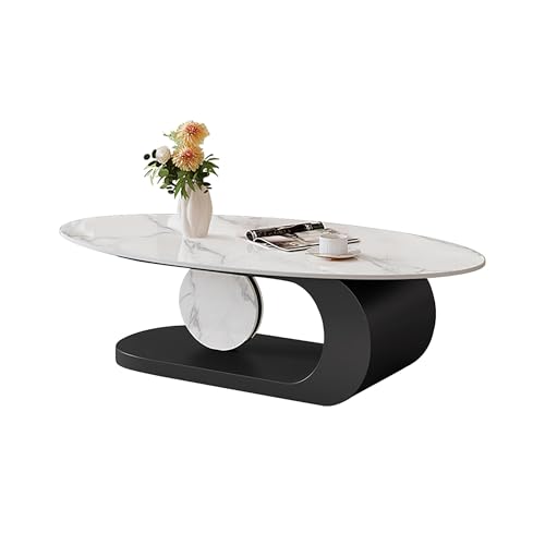 DRFGHK Moderner Couchtisch mit Rock Board Desktop und Metallfuß, stilvolles Wohnzimmerzentrum für mehr Eleganz von DRFGHK