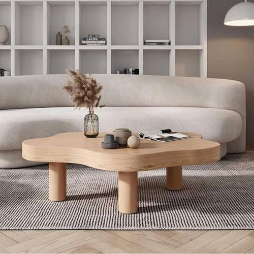 DRFGHK Moderner unregelmäßiger Couchtisch in Wolkenform, 90 x 60 x 40 cm, Natur von DRFGHK
