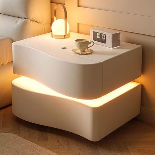 DRFGHK Nachttisch 2Er Set LED Mit 2 Schubladen, Schubladen Für Schlafzimmermöbel, Beistelltisch Licht,Beige,40cm DRFGHK Nachttisch 2Er Set LED Mit 2 Schubladen, Schubladen Für Schlafzimmermöbel, Beistelltisch Licht,Beige,40cm von DRFGHK