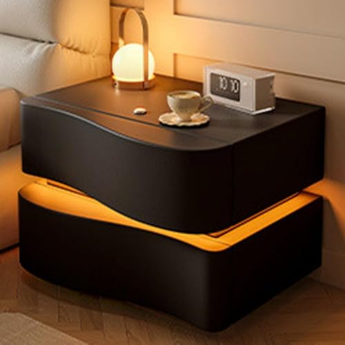 DRFGHK Nachttisch 2Er Set LED Mit 2 Schubladen, Schubladen Für Schlafzimmermöbel, Beistelltisch Licht,Schwarz,45cm DRFGHK Nachttisch 2Er Set LED Mit 2 Schubladen, Schubladen Für Schlafzimmermöbel, Beistelltisch Licht,Schwarz,45cm von DRFGHK