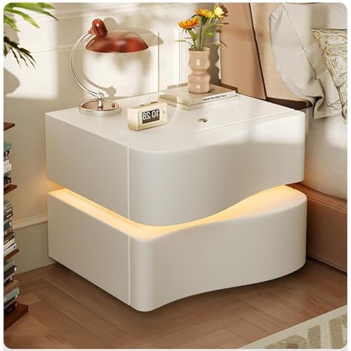 DRFGHK Nachttisch 2Er Set LED Mit 2 Schubladen, Schubladen Für Schlafzimmermöbel, Beistelltisch Licht,Weiß,50cm DRFGHK Nachttisch 2Er Set LED Mit 2 Schubladen, Schubladen Für Schlafzimmermöbel, Beistelltisch Licht,Weiß,50cm von DRFGHK