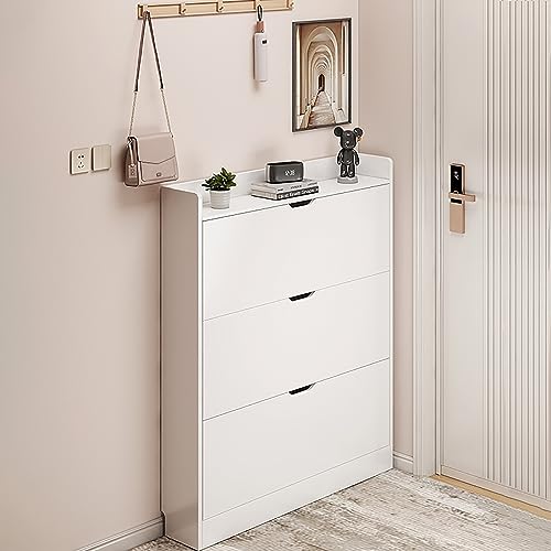 DRFGHK Schuhschrank Mit Klappen, Schuhregal Schuhkipper Schmal, Weiss, Schuhablage Verstellbar, Anti-Kipp-Vorrichtung Für Eingangsbereich, Flur (Weiß) (Size : 80 * 17 120cm) von DRFGHK