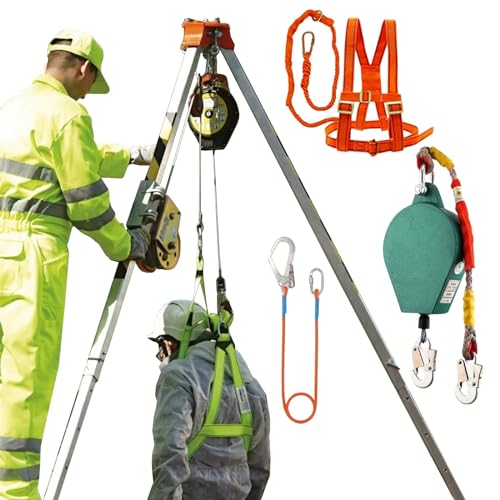 DRFGHK Stativ mit beengtem Raum – Rettungssystem mit 1200 1800 1179.3 kg Seilwinde & 10 m Fallschutz, Heben und Ausrüstung für Arbeiten an hohen Orten/Brunnen/Schacht/Kanalisation (Größe: 1179.3 kg von DRFGHK