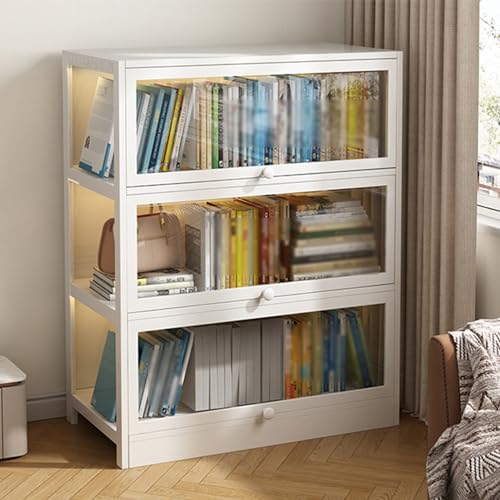 DRFGHK Transparente Vitrine mit Klapptür, Curio Collection Case, Standvitrine Bücherregal für Wohnzimmer, Schlafzimmer, Heimbüro, auf drei Seiten (Gr von DRFGHK