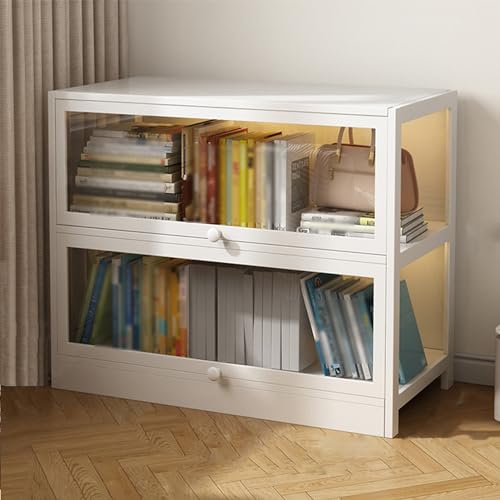 DRFGHK Transparente Vitrine mit Klapptür, Curio Collection Case, Standvitrine Bücherregal für Wohnzimmer, Schlafzimmer, Heimbüro, auf drei Seiten (Gr von DRFGHK