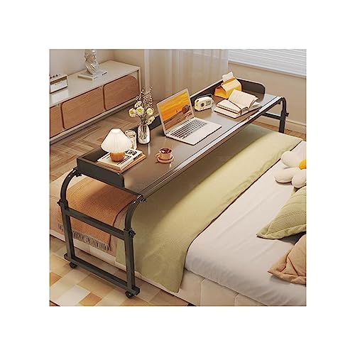DRFGHK Überbetttische, Überbetttisch mit Rollen, Computer-Arbeitsplatz, höhenverstellbarer Schreibtisch, Stehtisch, Lebensmitteltablett, Rolltisch, medizinischer Tisch (Farbe: Schwarz) von DRFGHK
