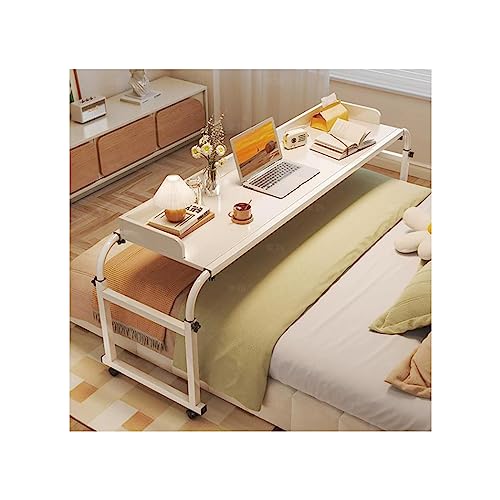 DRFGHK Überbetttische, Überbetttisch mit Rollen, Computer-Arbeitsplatz, höhenverstellbarer Schreibtisch, Stehtisch, Lebensmitteltablett, Rolltisch, medizinischer Tisch (Farbe: Weiß) von DRFGHK