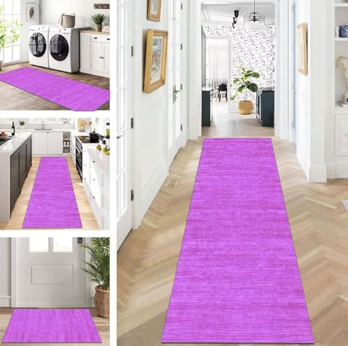 DRFGHK Vintage Rosa Waschbarer Läufer Teppich 120x550cm | rutschfest Küche & Flurmatte Langer Korridor Teppich für Wohnzimmer Schlafzimmer Meterware Anpassbar Größe von DRFGHK
