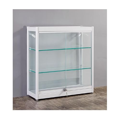 DRFGHK Vitrine mit Türen, Vitrine, Regal, Glas, Schatzsammlung, abschließbar, für Wohnzimmer, Schlafzimmer, Weiß, 92 x 70 cm von DRFGHK