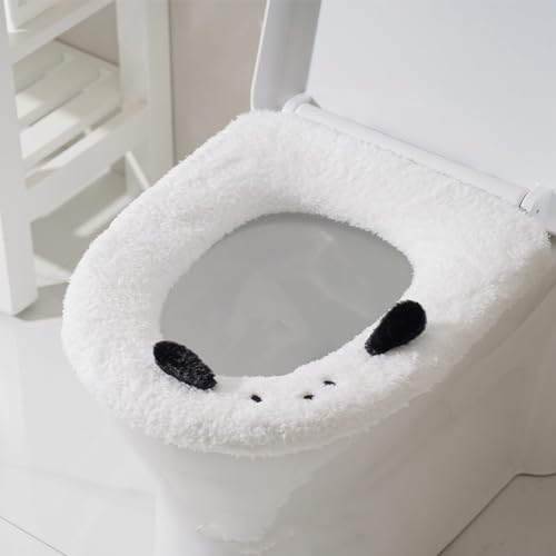 DRFGHK WC-Sitzbezug-Pads – dicker, weicher, warmer, waschbarer Kissenwärmer mit Griff, wiederverwendbare Badezimmerbezüge für den Winter, Universalgröße (1 Stück, schwarz) von DRFGHK