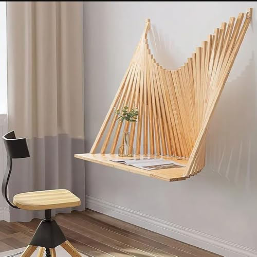 DRFGHK Wall Mounted Folding Table, Floating Laptop Desk, Fold-Down Wooden Hanging Workbench for Small Spaces, Bar, Bedroom von DRFGHK