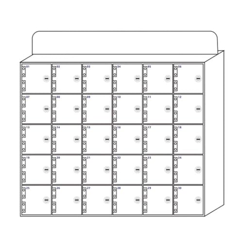 DRFGHK Weiße Acryl-Handy-Spindbox mit Schloss, 30 Fächer, sichere Aufbewahrung für mehrere Handys, inklusive Türschlössern und Schlüsseln von DRFGHK