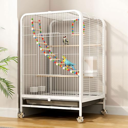 Flugkäfig für kleine Papageien DIY Indoor/Outdoor mit Rädern - Abnehmbares Tablett & Reise Vogel Kanarienvogel Nymphensittiche Lovebird Wellensittiche Finkenkäfige von DRFGHK