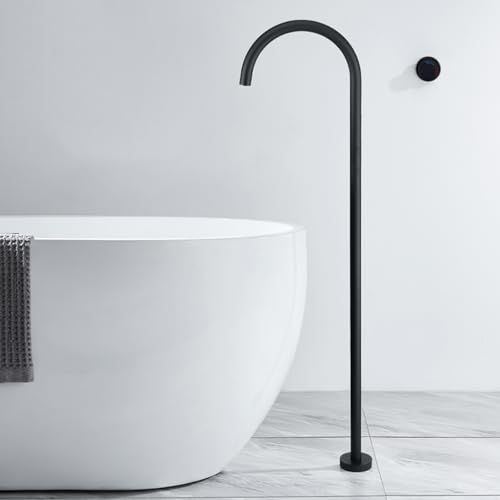 Freistehende Wannenarmaturen, verdeckter Einzelhandgriff, Stand-Alone-Wasserhahn, Bodenmontage, Schwarz Freistehende Wannenarmaturen, verdeckter Einzelhandgriff, Stand-Alone-Wasserhahn, Bodenmontage, Schwarz von DRFGHK
