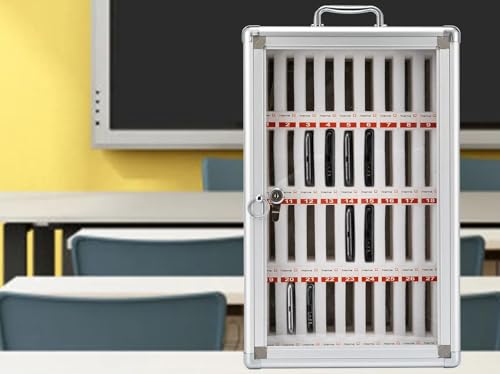 Handy-Schließfach aus Aluminiumlegierung mit 36 Steckplätzen für Mitarbeiter im Klassenzimmer. Abschließbarer hängender Handyschrank mit 2 Schlüsseln. Handy-Aufbewahrungsschrank, Taschendiagramm-Schli von DRFGHK