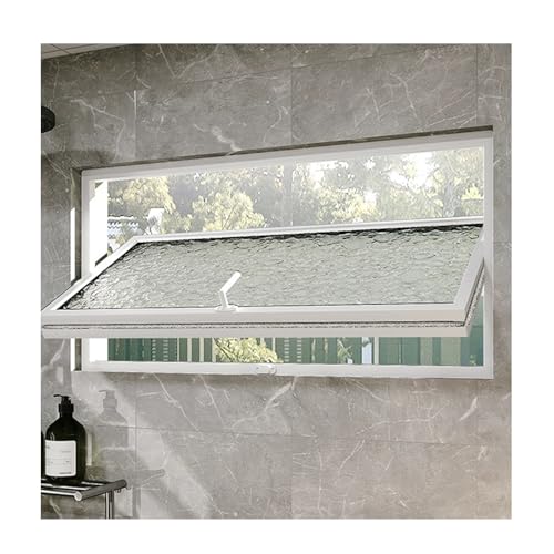 Hausfenster, weiß, Aluminiumlegierung, offenes Kellerflügelfenster, bündige Montage, Belüftung, isoliert, drehbarer Trichter für Badezimmer, Keller (70 x 45 cm) von DRFGHK