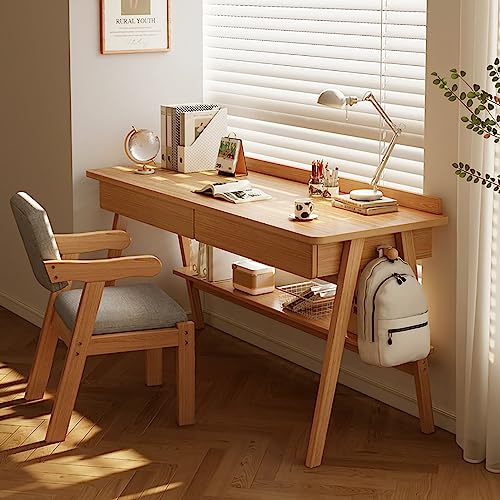Home Office Schreibtisch, Mitte des Jahrhunderts, moderner PC-Tisch aus Holz mit Schubladen und Aufbewahrungsregal, einfacher Computer-Arbeitsplatz zum Arbeiten, Lernen von DRFGHK
