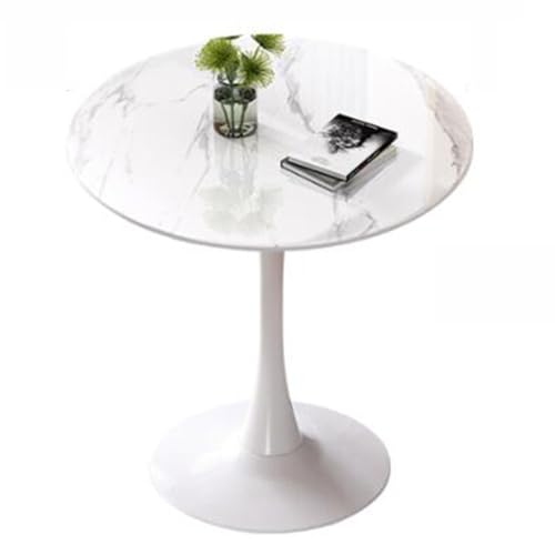 Küchen-Esstisch, Tulpe, rund, 60/70/80 cm, moderner Sinterstein, Marmorplatte, Zimmer, Bürotische mit Metallbeinen, Wohnmöbel-Dekoration (Größe: 60 cm, Farbe: B) von DRFGHK