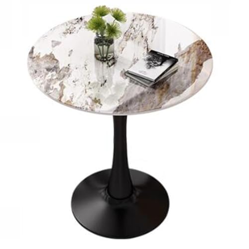 Küchen-Esstisch, Tulpe, rund, 60/70/80 cm, moderner Sinterstein, Marmorplatte, Zimmer, Bürotische mit Metallbeinen, Wohnmöbel-Dekoration (Größe: 70 cm, Farbe: A) von DRFGHK