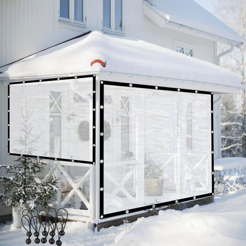 Outdoor Wetterfeste Vorhänge Transparent Pergola Pavillon Seitenwände PVC Plane Seitenteile mit Ösen, für Garten Terrasse Veranda Balkon (Color : Clear, Size 1.8x3m(5.9x9.84ft)) von DRFGHK
