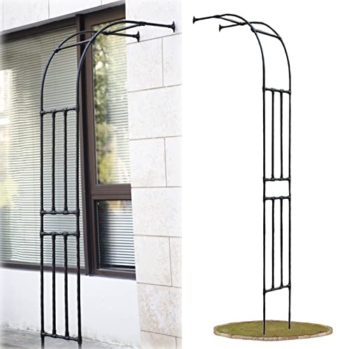 Robuster 240 cm Gartenbogen – Metall-Hochzeitsspalier für Kletterpflanzen, wetterfeste Rosenstütze, Elegantes halbseitiges Design (schwarz, 2,4 m x m) von DRFGHK