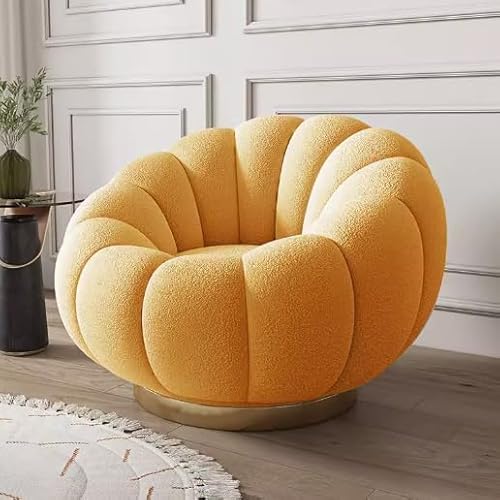 Rotating Accent Chair, Barrel Round Sofa Lounge Club Leisure Chair Durable and Not Easily Deformable with Golden Metal Legs for Living E von DRFGHK