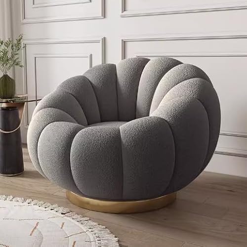 Rotating Accent Chair, Barrel Round Sofa Lounge Club Leisure Chair Durable and Not Easily Deformable with Golden Metal Legs for Living F von DRFGHK