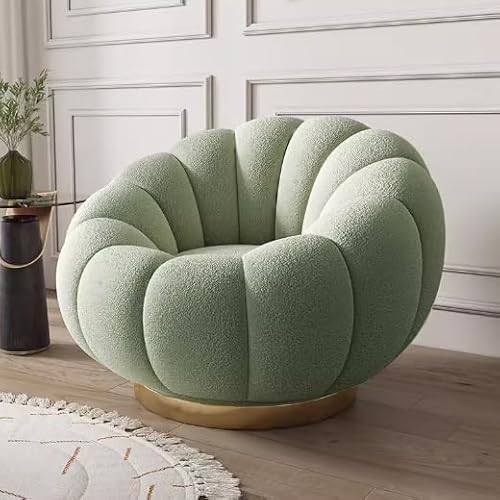 Rotating Accent Chair, Barrel Round Sofa Lounge Club Leisure Durable and Not Easily Deformable with Golden Metal Legs for Living Room von DRFGHK