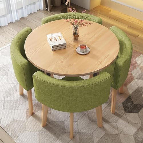 Runde Esstisch-Set mit 4 weichen Rückenlehnen, platzsparende Küchenmöbel, ideal für Konferenzräume und Bereiche, modernes Design, Komfort-Stil von DRFGHK