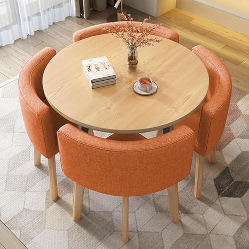 Rundes Esstisch-Set mit 4 weichen Rückenlehnen, platzsparende Küchenmöbel, ideal für Räume und Konferenzen, modernes Design, kleine Räume von DRFGHK