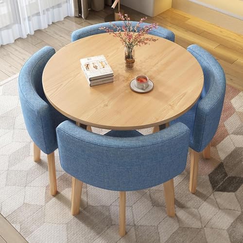 Rundes Esstisch-Set mit 4 weichen Rückenlehnen – platzsparende Küchen- und Konferenzraummöbel, stilvolle und bequeme Sitzgelegenheit für perfekte Zusammenkünfte. von DRFGHK