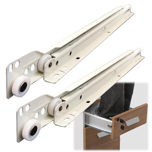 Schubladenschienen für Küchenschubladen mit Befestigungsschrauben, geräuscharmer Roller, 1 Paar abnehmbar, Seitenmontage/Unterschrank, Kommode Führung 25,4 - 55,9 cm von DRFGHK