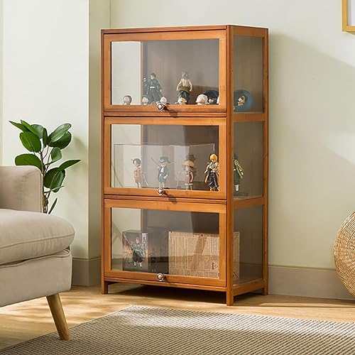 Showcase, Curiosity Cabinets with Glass Doors, Display Cabinet, Bamboo Storage Collection Display, Safe and Healthy, 70 x 32 106 cm, Brown Showcase, Curiosity Cabinets with Glass Doors, Display Cabinet, Bamboo Storage Collection Display, Safe and Healthy, 70 x 32 106 cm, Brown von DRFGHK