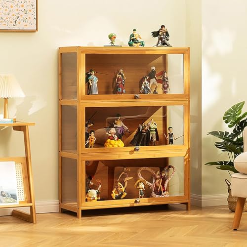 Showcase, Curiosity Cabinets with Glass Doors, Display Cabinet, Bamboo Storage Collection Display, Safe and Healthy, 70 x 32 106 cm, Wood Colour Showcase, Curiosity Cabinets with Glass Doors, Display Cabinet, Bamboo Storage Collection Display, Safe and Healthy, 70 x 32 106 cm, Wood Colour von DRFGHK