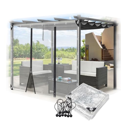 Transparente Plane mit Reißverschlusstür, Outdoor Vorhang wasserdichte Seitenteile, Pergola Seitenvorhänge, for Pavillon, Veranda(8'x6.6'(2.5x2m)) von DRFGHK