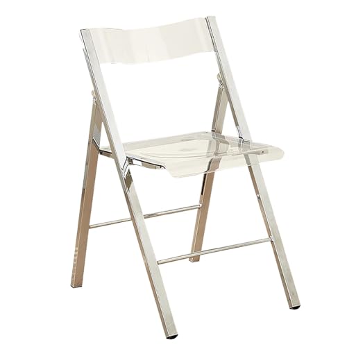 Transparenter Acryl-Klappstuhl – Stilvoller tragbarer Chromrahmen Stühle für Wohnzimmer, Esszimmer, Schlafzimmer, platzsparendes faltbares Design (klar) von DRFGHK