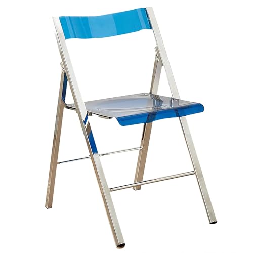 Transparenter Acryl-Klappstuhl – tragbarer Chromrahmen, faltbare Stühle für Wohnzimmer, Esszimmer, Schlafzimmer, stilvolle blaue Akzentmöbel Transparenter Acryl-Klappstuhl – tragbarer Chromrahmen, faltbare Stühle für Wohnzimmer, Esszimmer, Schlafzimmer, stilvolle blaue Akzentmöbel von DRFGHK